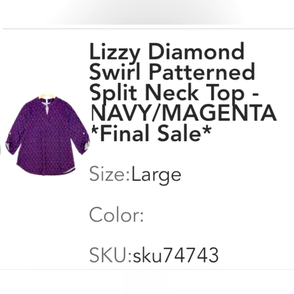 Dear Scarlett Lizzie Top Purple And Black Diamond Patterned V Neck Top